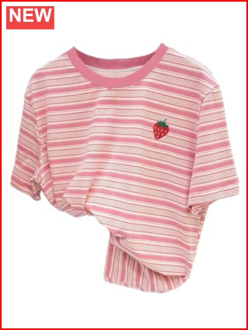 Plus Size Strawberry Embroidered Graphic Tee Summer Top